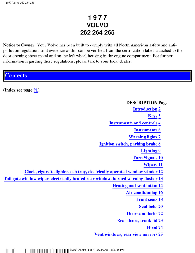 Volvo 262 owner's manual