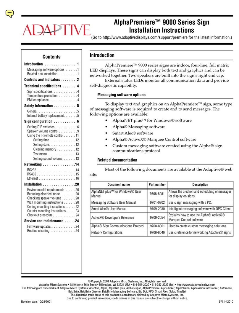 Adaptive AlphaPremiere 9000 Series installation instructions