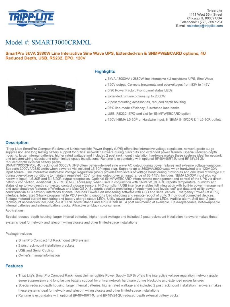 Tripp Lite SMART3000CRMXL User manual