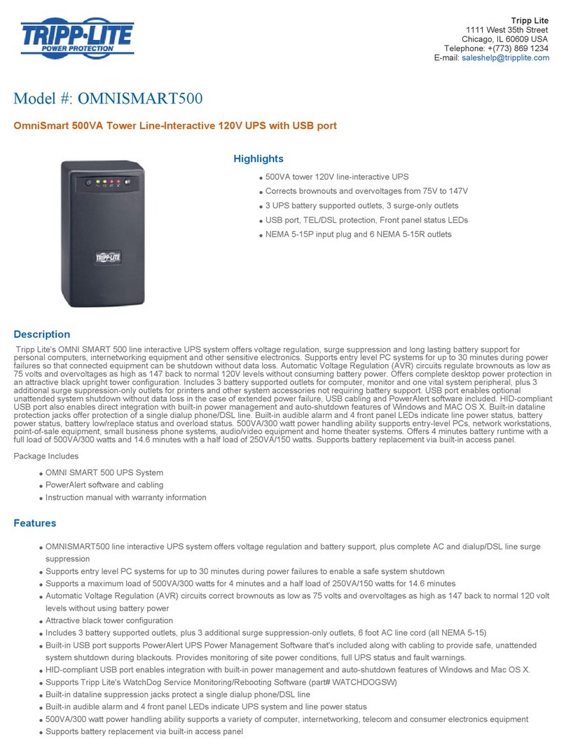 Tripp Lite OmniSmart OMNISMART500 User manual