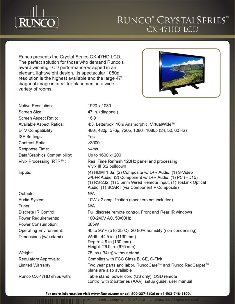 Runco CRYSTAL CX-47HD specification