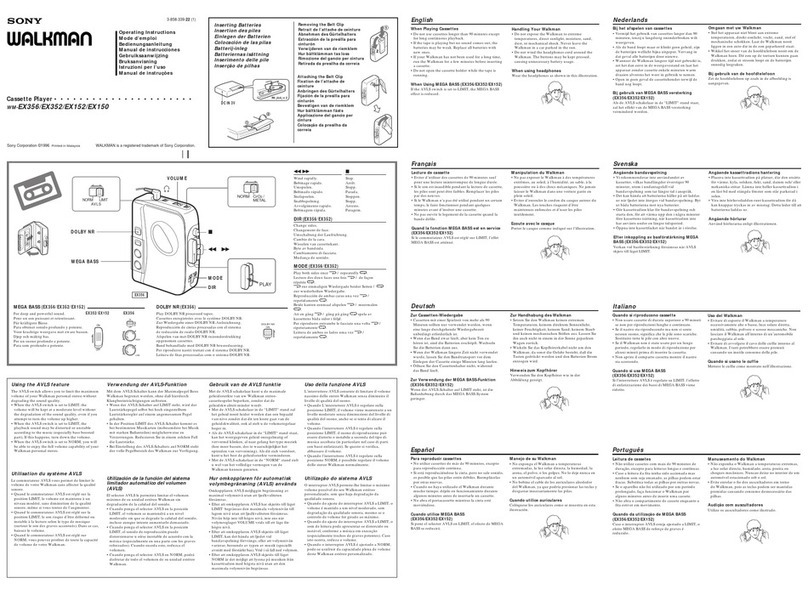 Sony Walkman WM-EX150 operating instructions