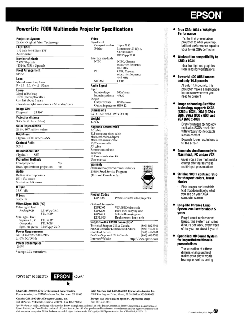 Epson PowerLite 7000 User manual