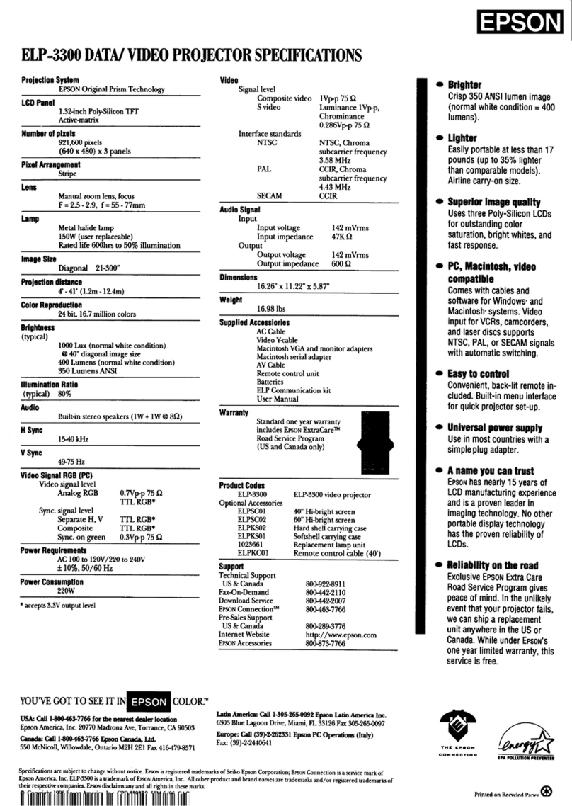 Epson ELP-3300 - Data/Video Projector User manual