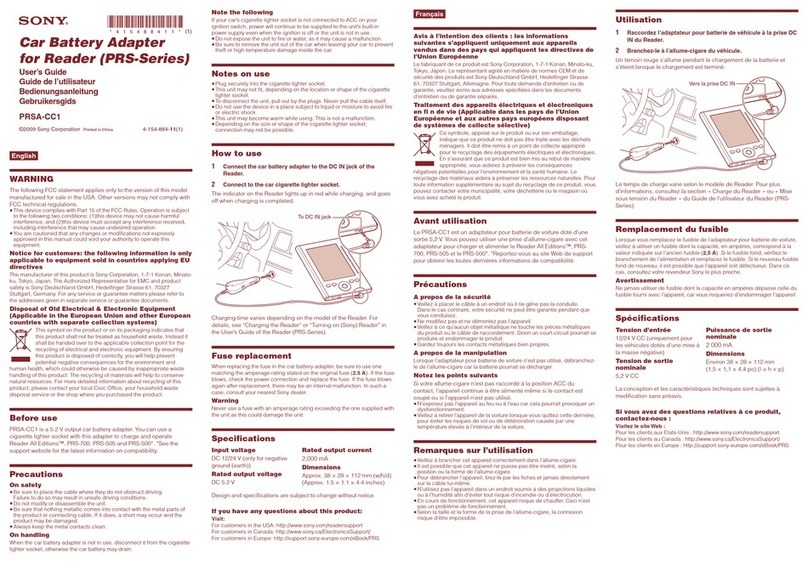 Sony PRSA-CC1 User manual Sony PRSA-CC1 User manual