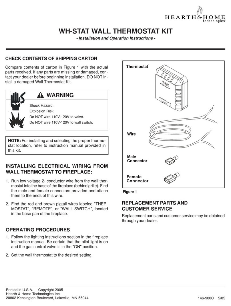 Hearth & Home WH-STAT Installation and operation instructions