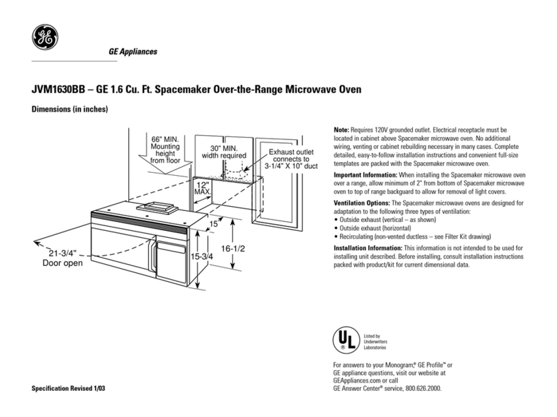 GE Spacemaker JVM1630BB User instructions GE Spacemaker JVM1630BB User instructions