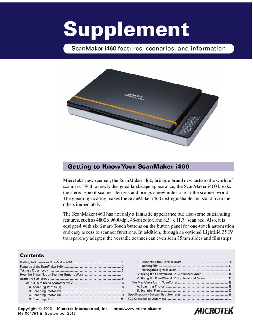 Microtek ScanMaker i460 Owner's manual