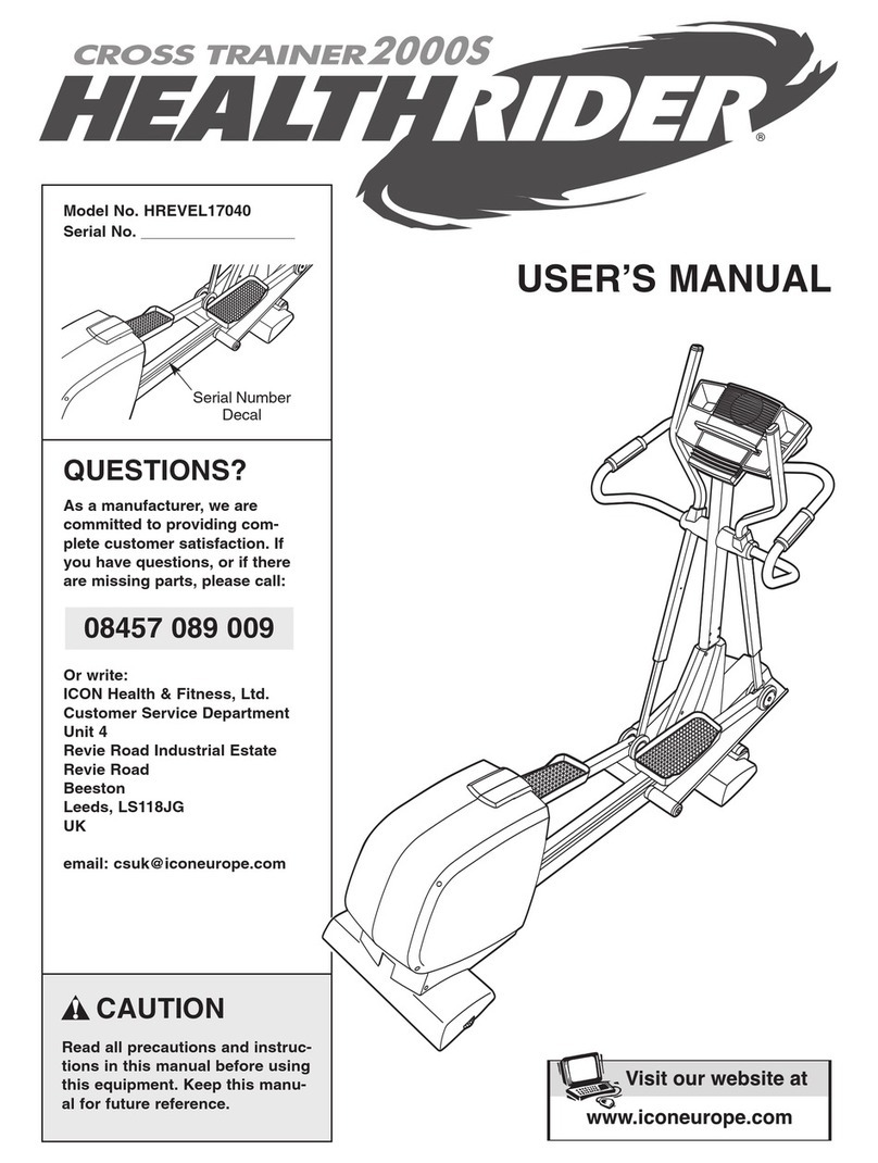 HEALTH RIDER Crosstrainer 2000s Elliptical User manual HEALTH RIDER Crosstrainer 2000s Elliptical User manual