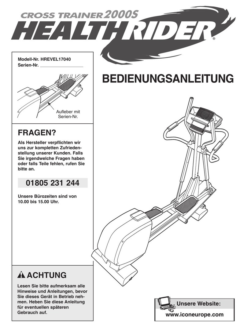 HEALTH RIDER Crosstrainer 2000s Elliptical Bedienungsanleitung