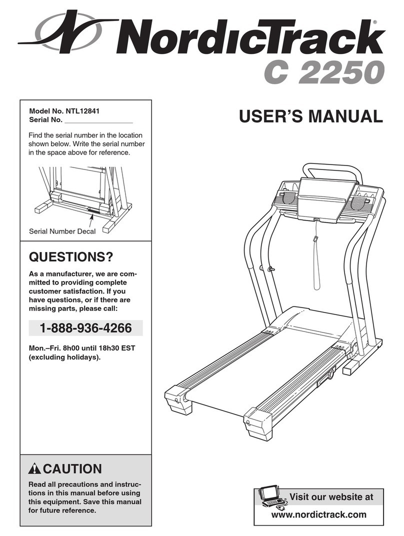 NordicTrack C2250 Treadmill User manual