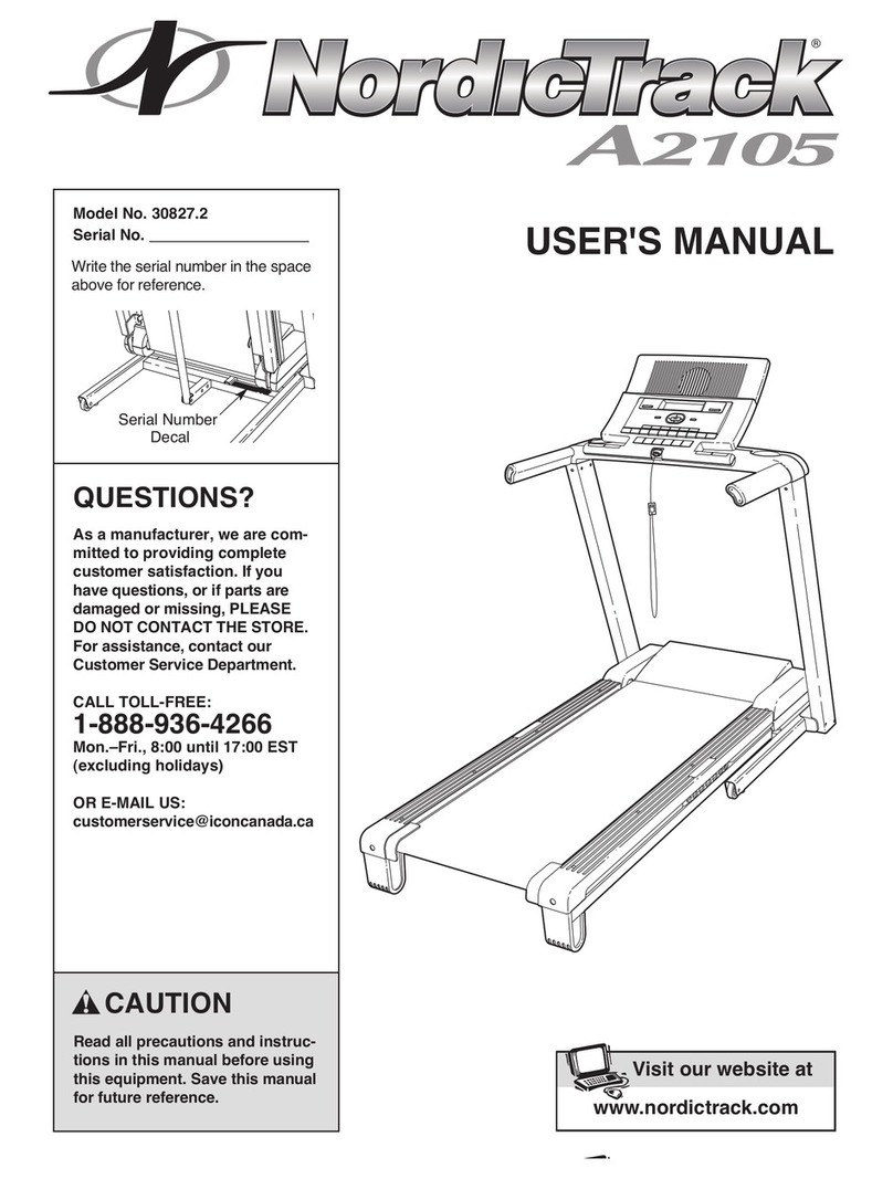 NordicTrack A2105 Treadmill User manual