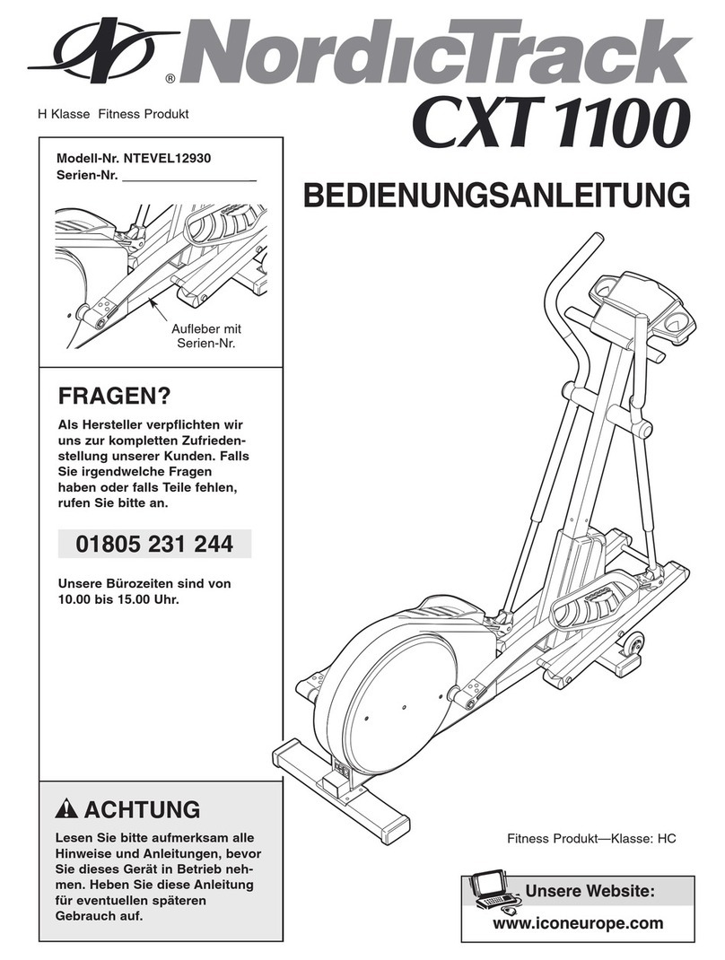 NordicTrack Cxt 1100 Elliptical Quick start guide