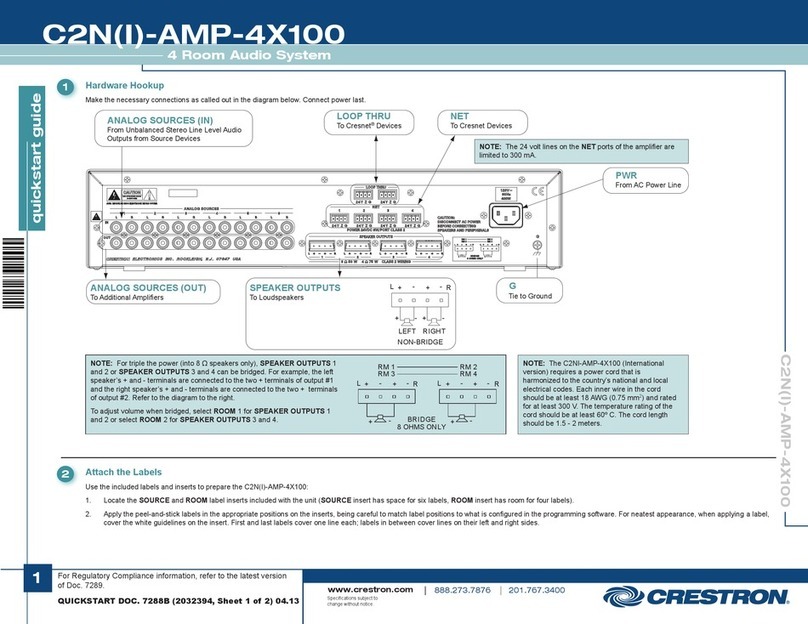 Crestron C2N(I)-AMP-4X100 quick start guide