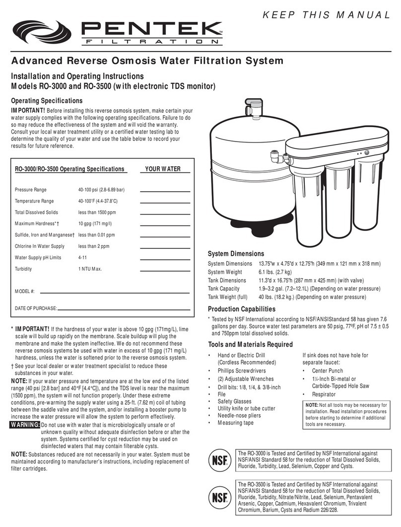 Pentek RO-3000 Installation and operating instructions