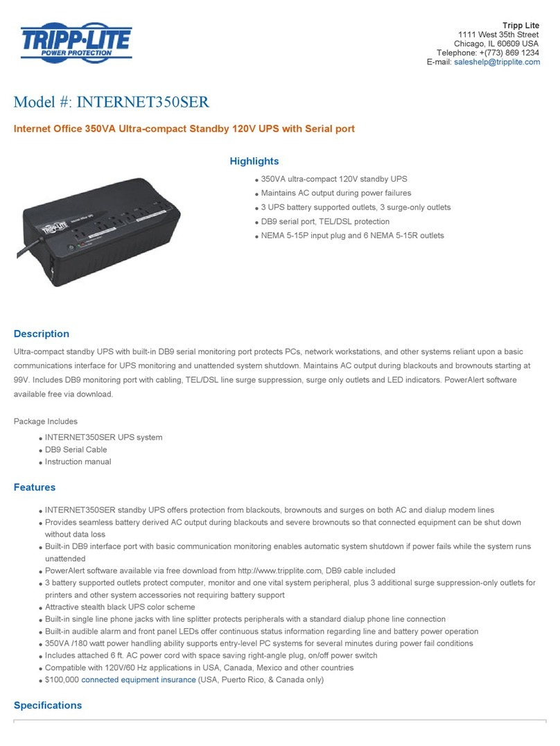 Tripp Lite Internet Office INTERNET350SER specification Tripp Lite Internet Office INTERNET350SER specification