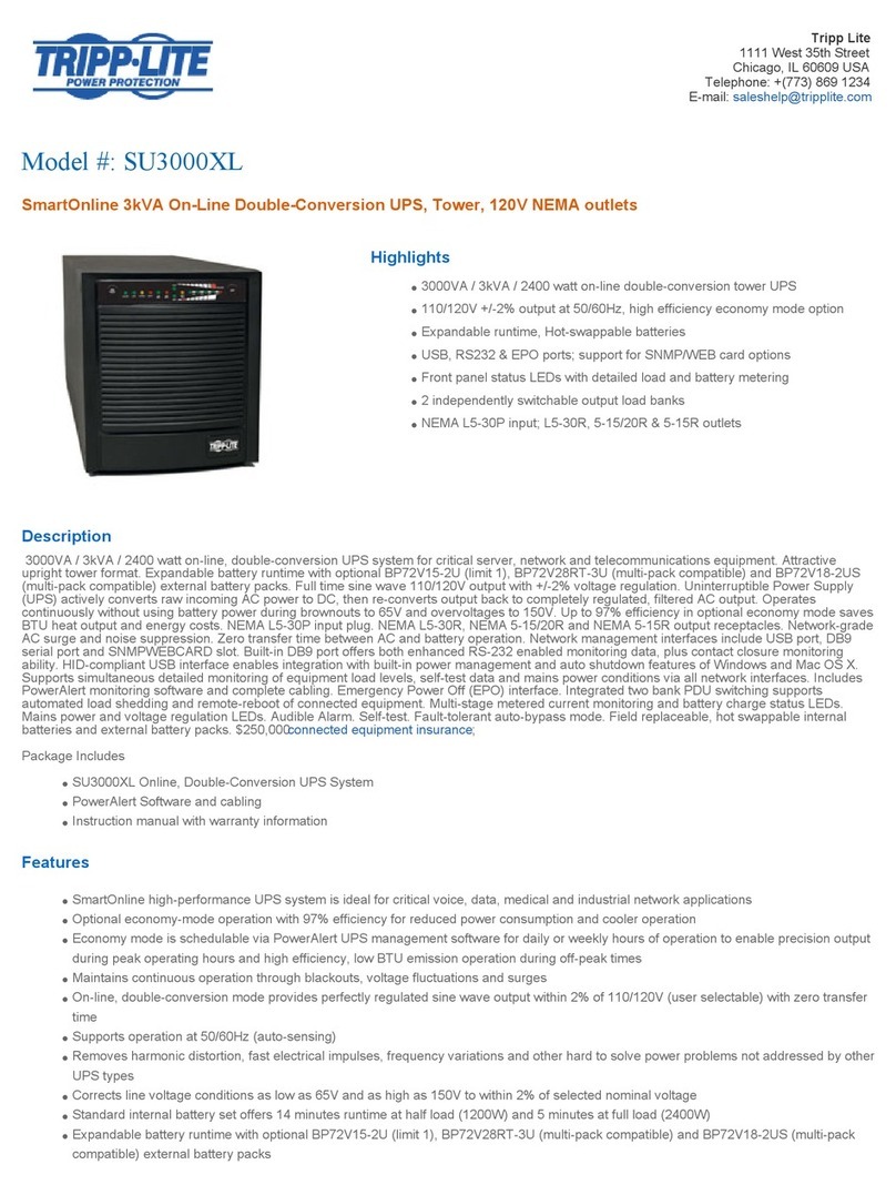 Tripp Lite SmartOnline SU3000XL User manual