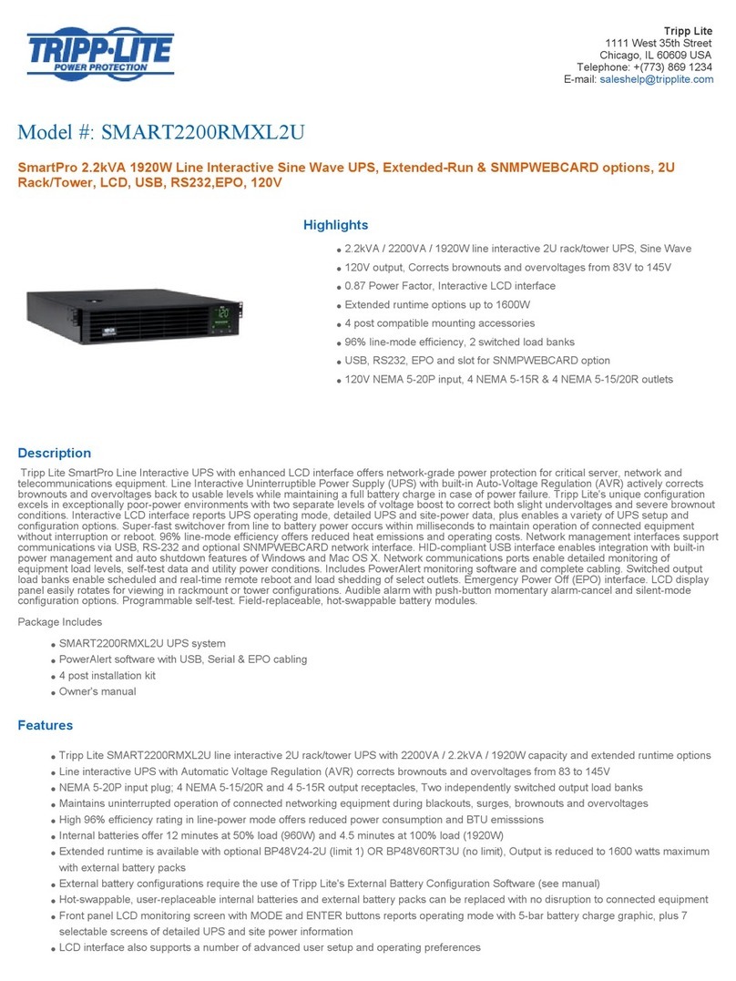 Tripp Lite SmartPro SMART2200RMXL2U User manual
