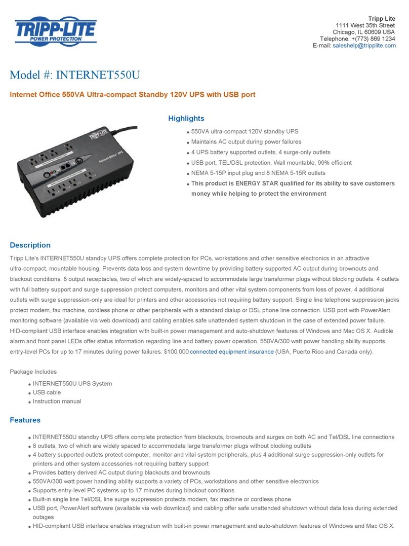 Tripp Lite INTERNET550U User manual