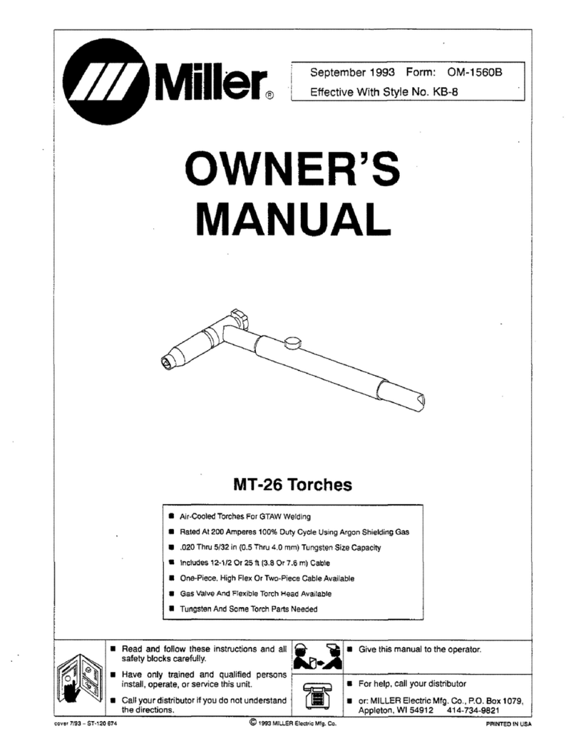 Miller Electric MT-26 Torches owner's manual