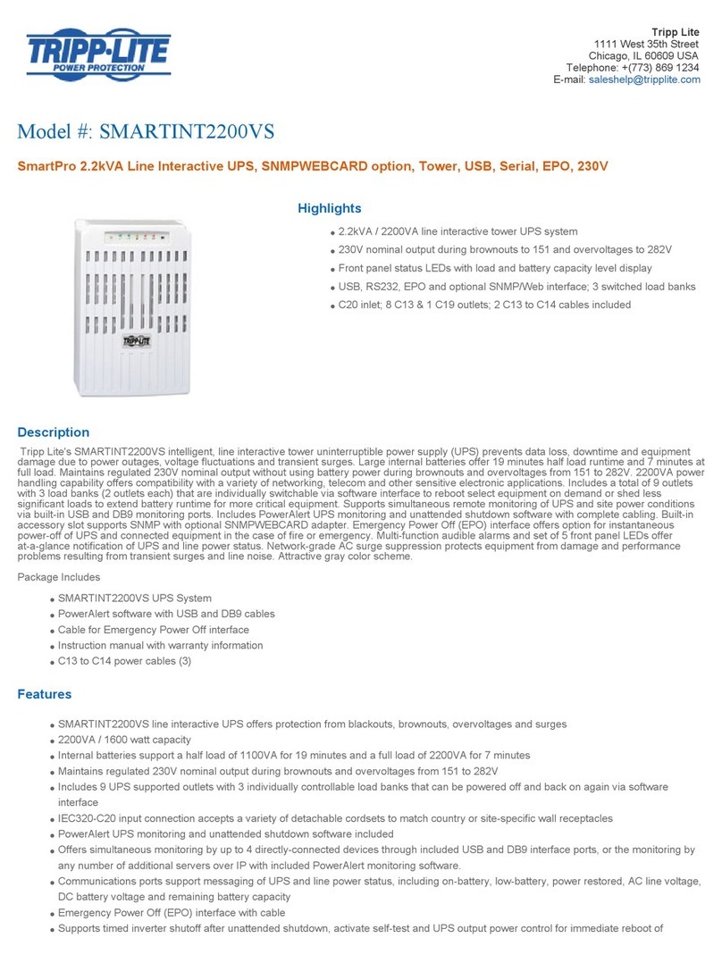 Tripp Lite SmartPro SMARTINT2200VS User manual