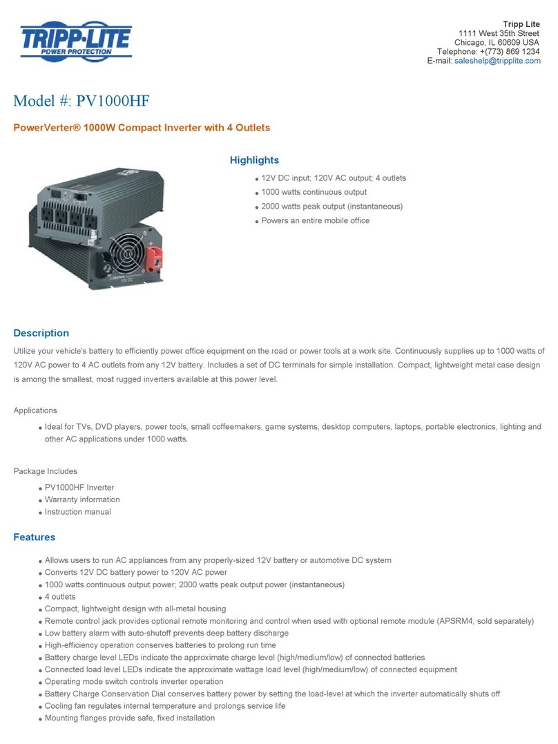 Tripp Lite PowerVerter PV 1000HF User manual