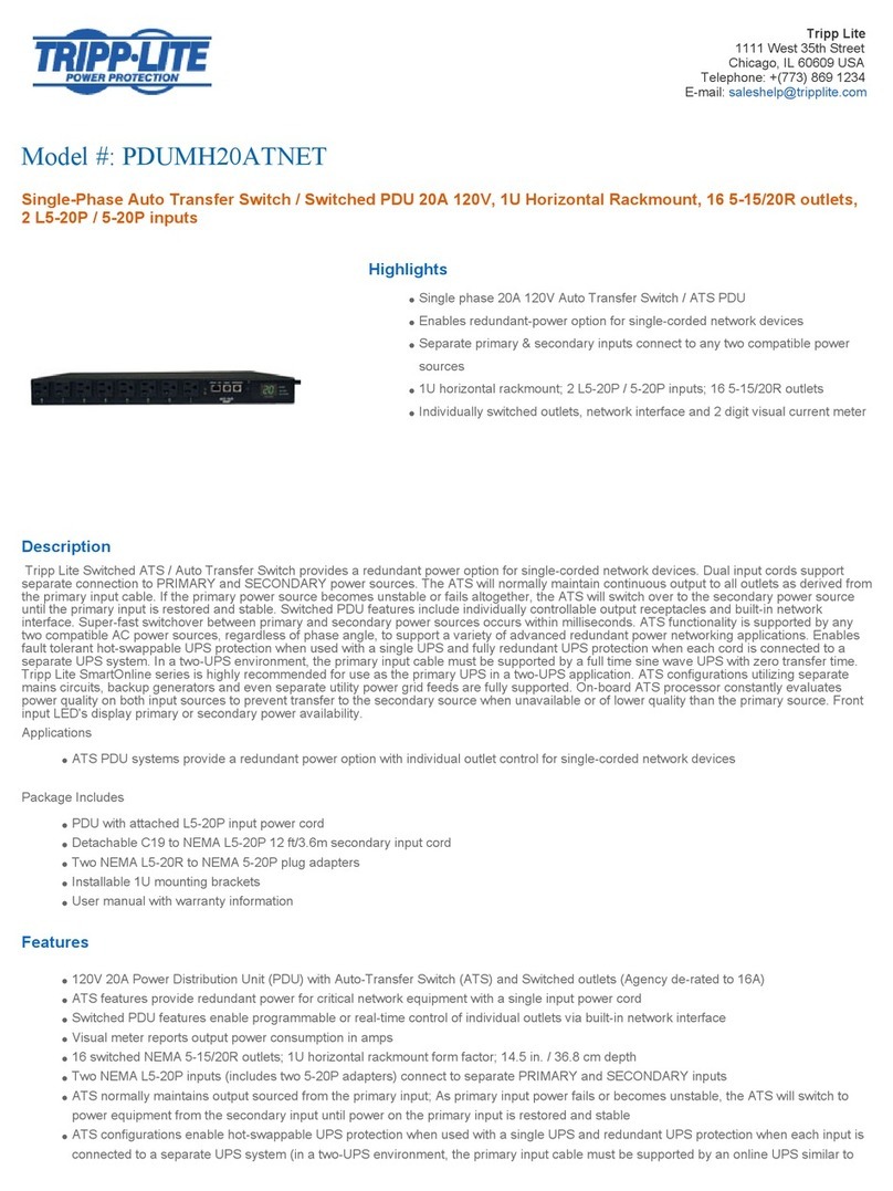Tripp Lite PDUMH20ATNET User manual