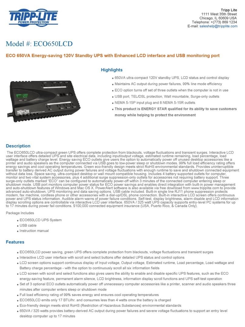 Tripp Lite ECO-UPS ECO650LCD User manual