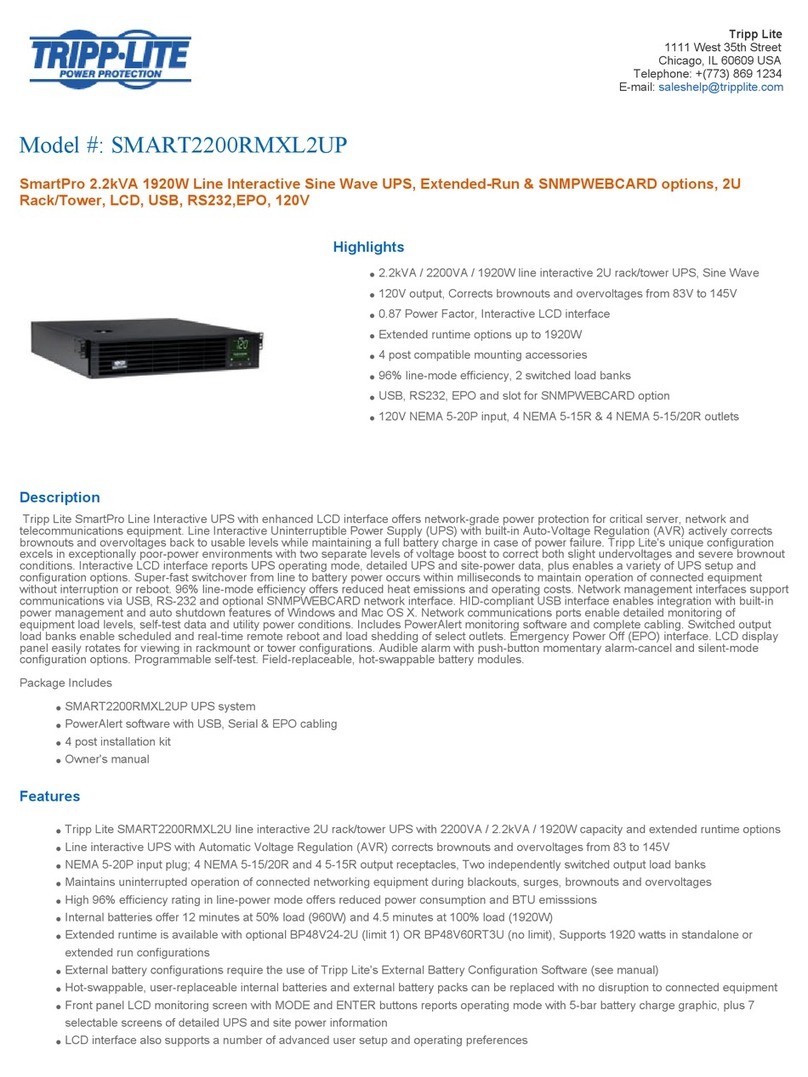 Tripp Lite SmartPro SMART2200RMXL2UP User manual