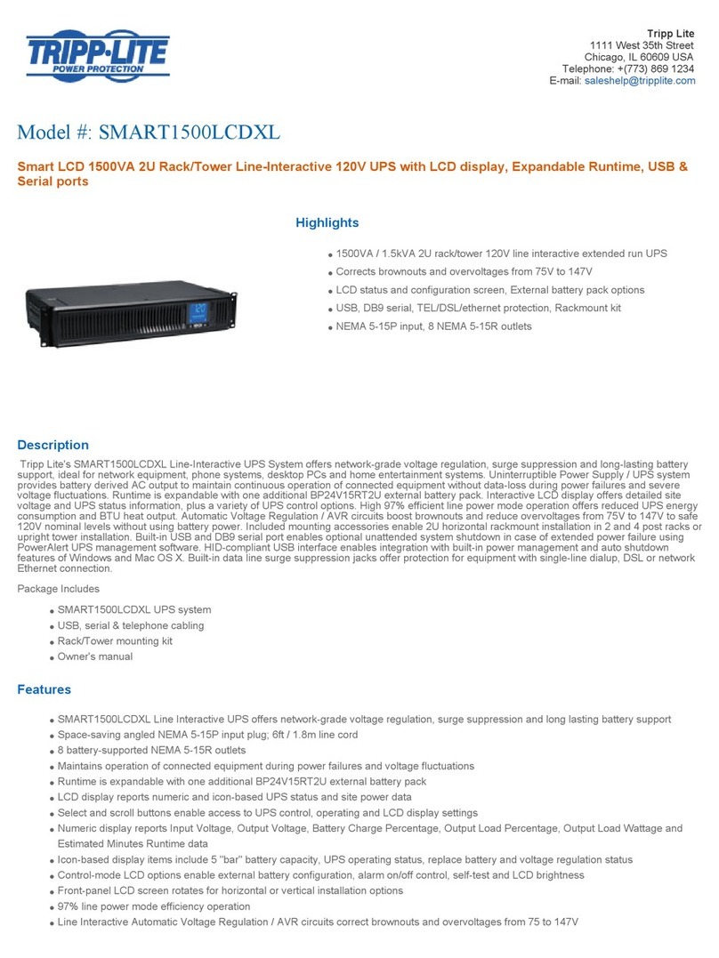 Tripp Lite SMART1500LCDXL User manual