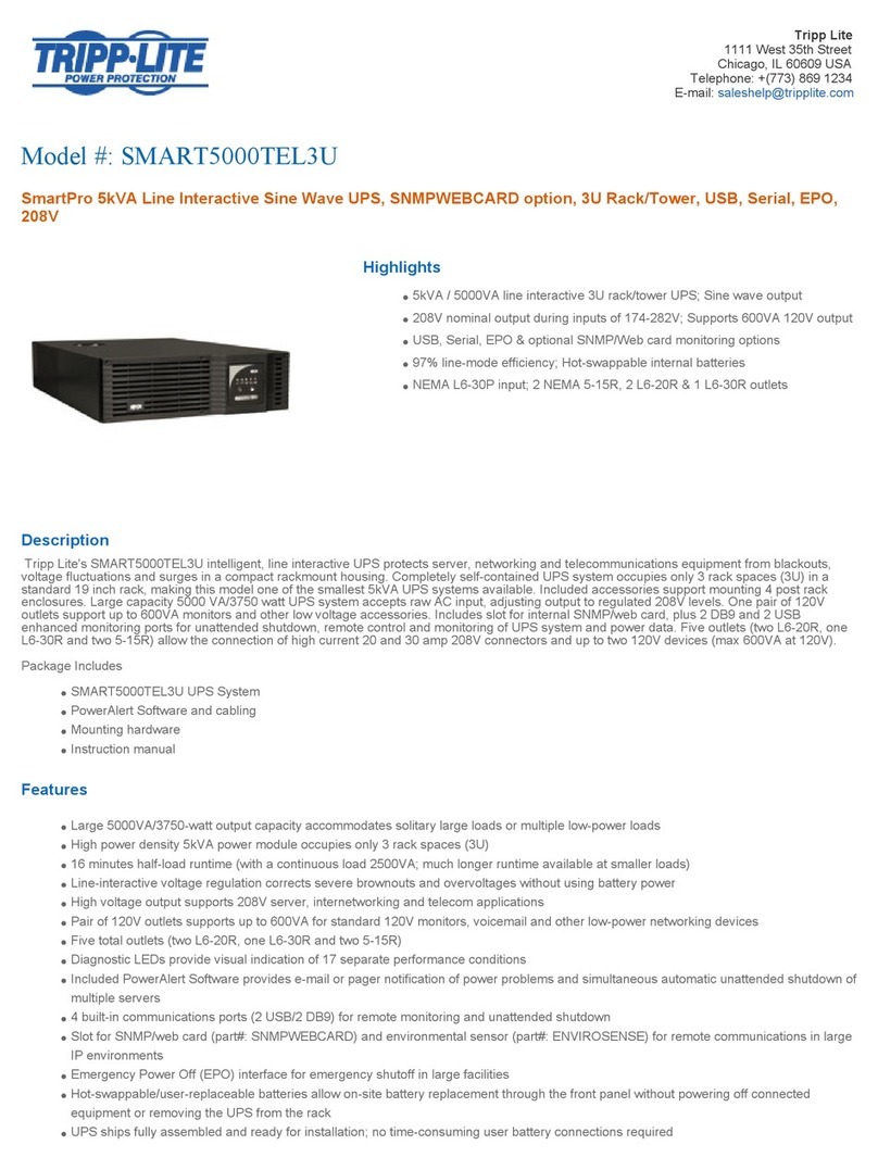 Tripp Lite SMART5000TEL3U specification