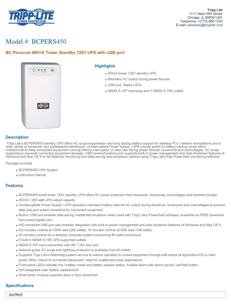 Tripp Lite BCPERS450 User manual