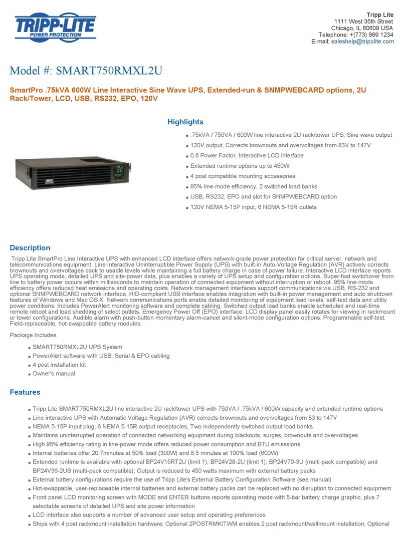Tripp Lite SmartPro SMART750RMXL2U specification