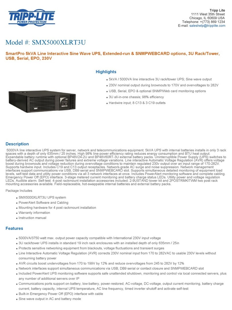 Tripp Lite SmartPro SMX5000XLRT3U User manual