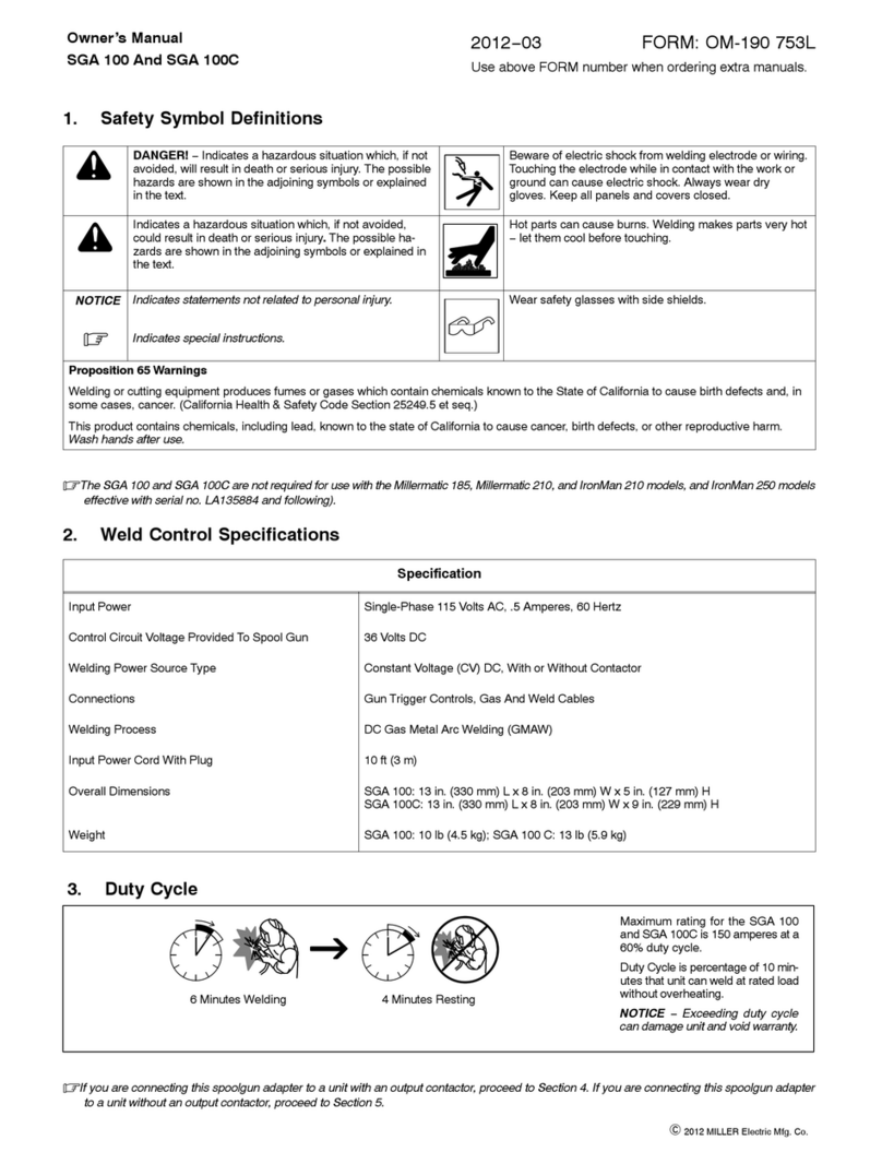 Miller SGA 100 User manual