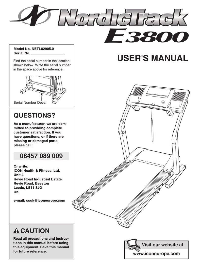 NordicTrack E 3800 User manual