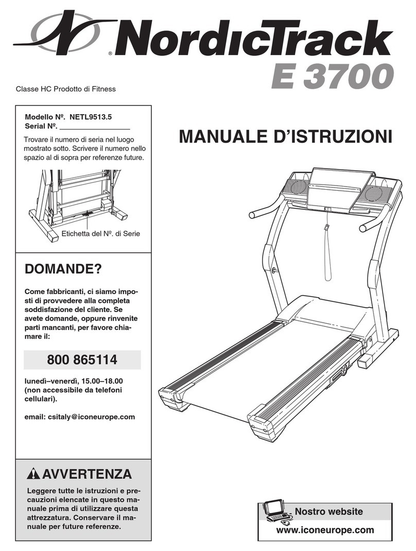 NordicTrack E 3700 Treadmill Operating and maintenance manual