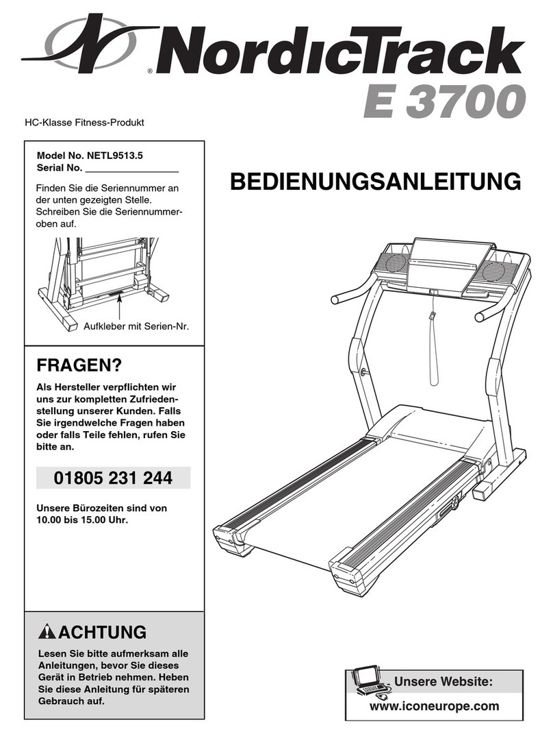 NordicTrack E 3700 Treadmill Quick start guide