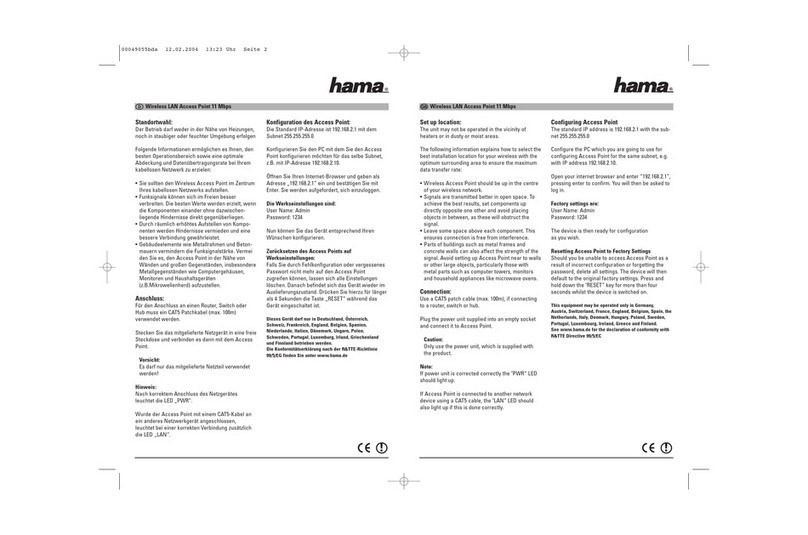 Hama Wireless LAN Access Point Operating	 instruction