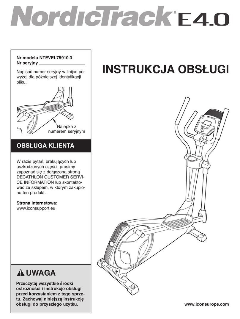 NordicTrack E4.0 Elliptical Reference guide