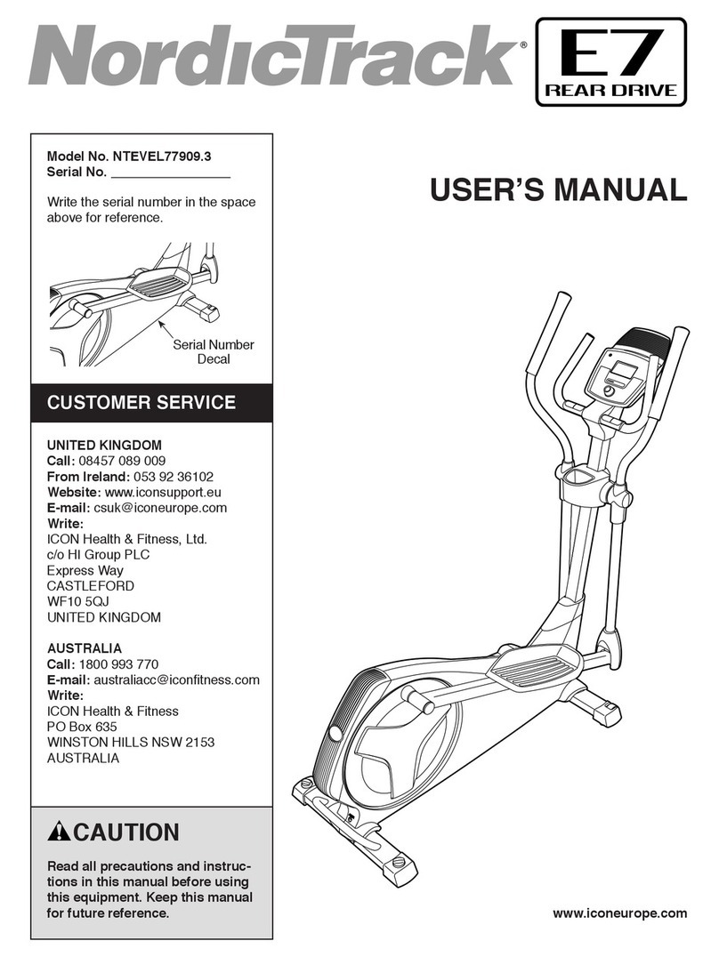 NordicTrack E7 Rear Drive Elliptical user manual