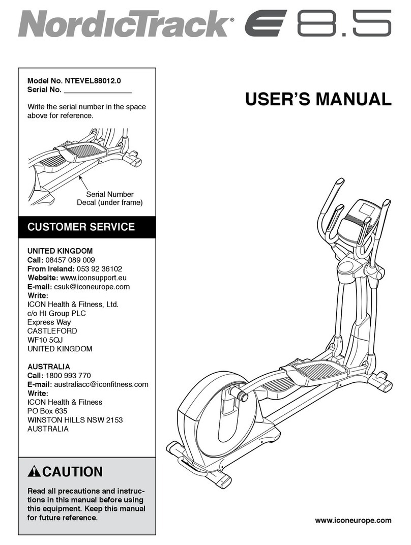 NordicTrack E 8.5 Elliptical user manual