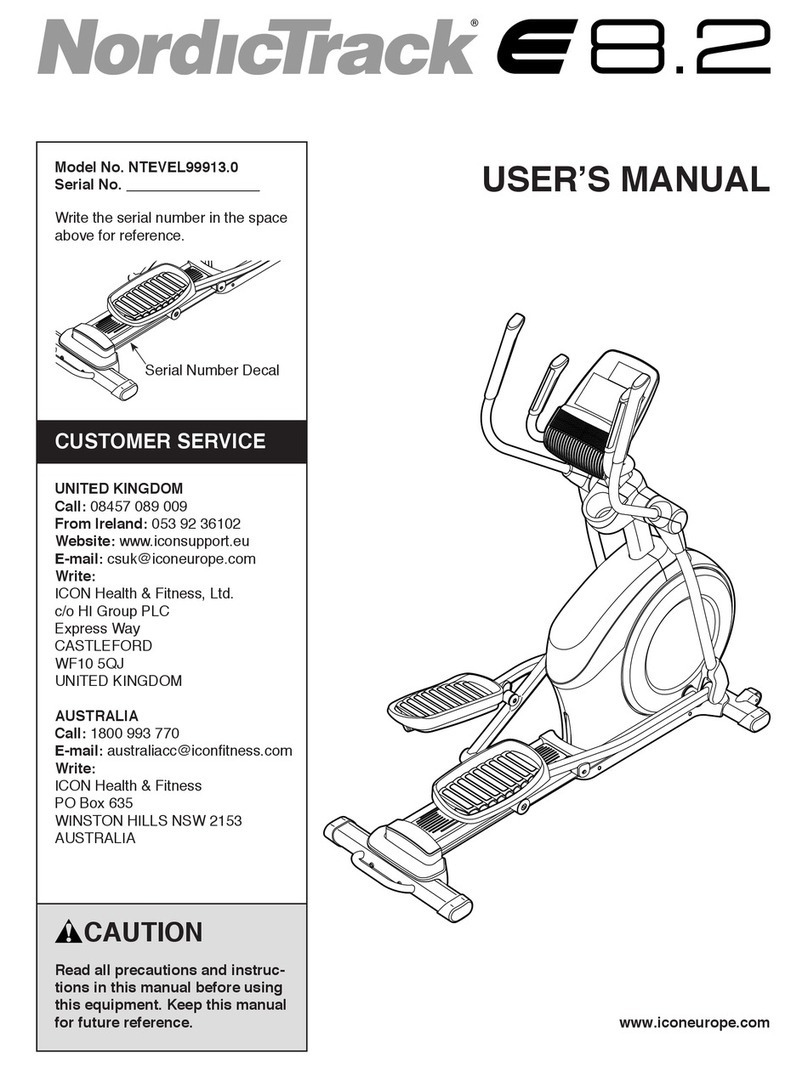 NordicTrack E 8.2 Elliptical user manual