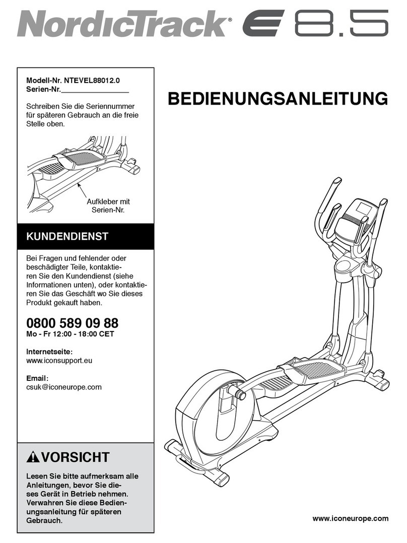 NordicTrack E 8.5 Elliptical Bedienungsanleitung