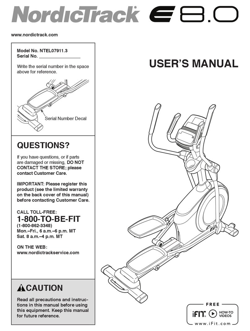 NordicTrack E 8.0 Elliptical User manual