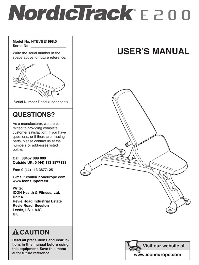 NordicTrack E200 Bench User manual