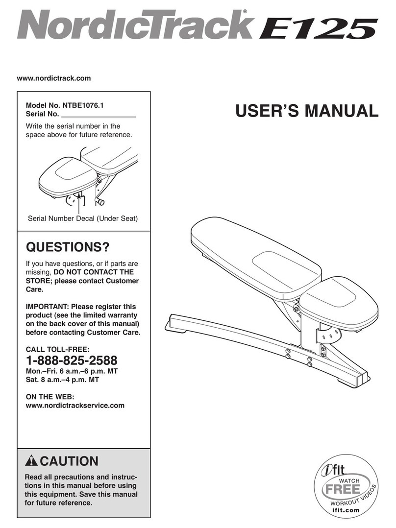 NordicTrack E125 Bench User manual