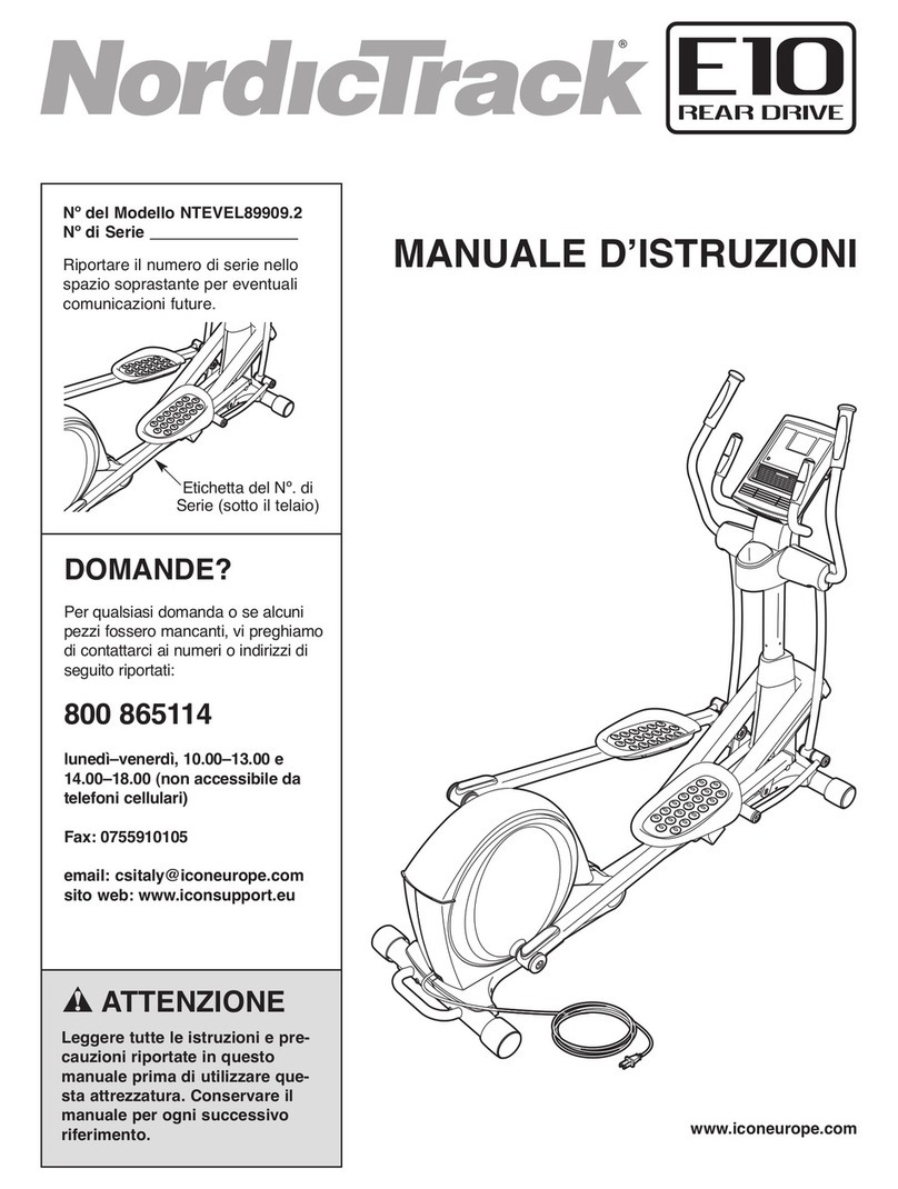 NordicTrack E10 Rear Drive Elliptical Operating and maintenance manual
