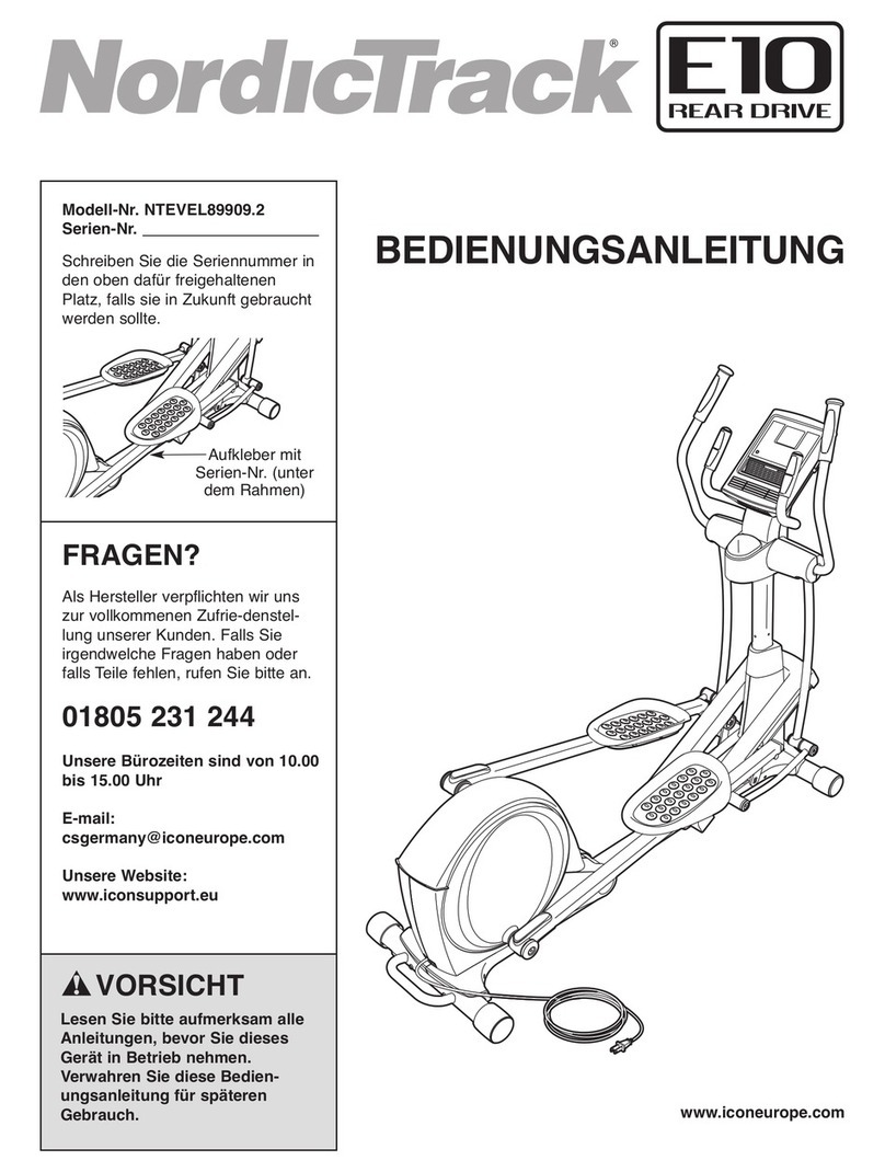 NordicTrack E10 Rear Drive Elliptical Bedienungsanleitung