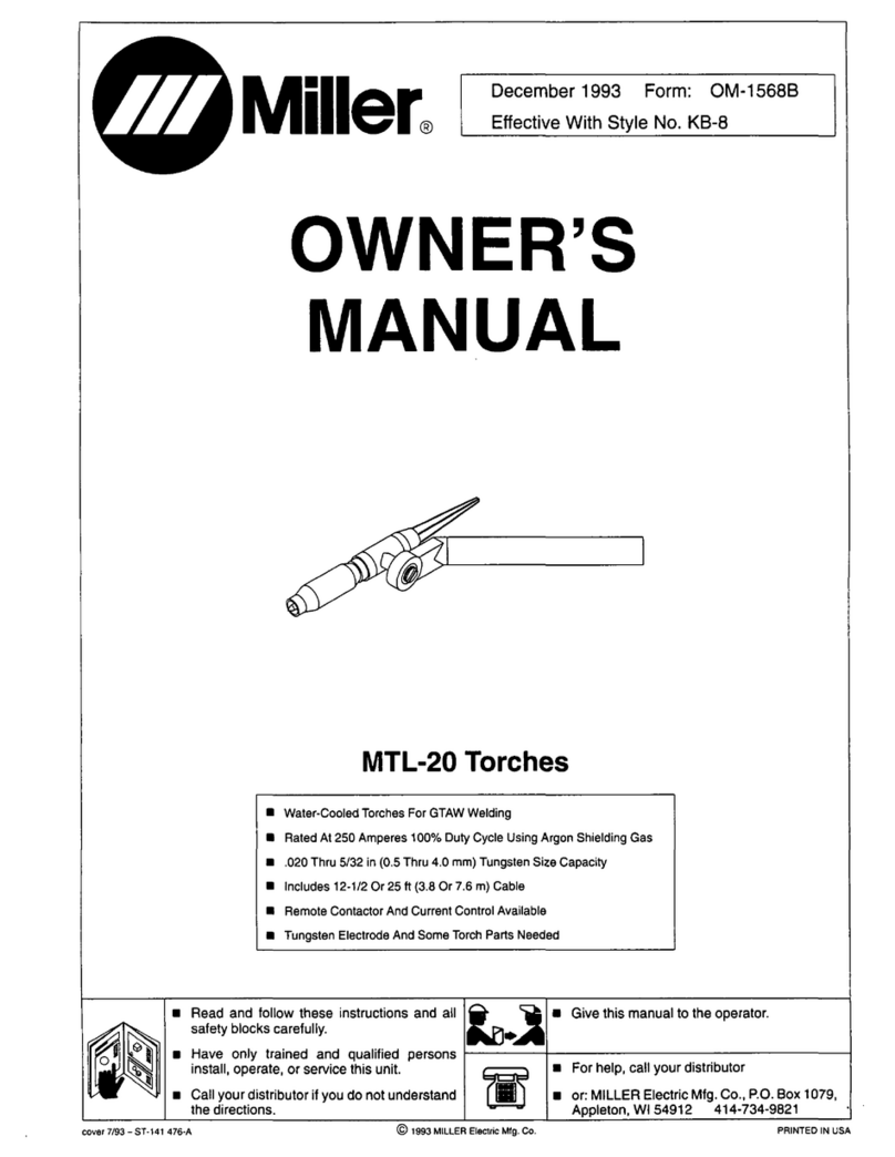Miller MTL-20 Torches owner's manual Miller MTL-20 Torches owner's manual